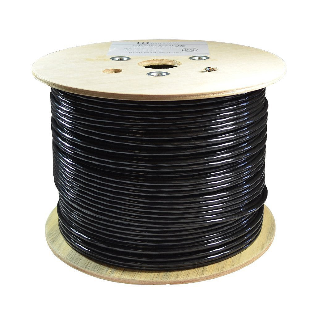 500ft CAT6 FTP Shielded Direct Burial Solid Copper Ethernet Cable 23AWG Black Y15954
