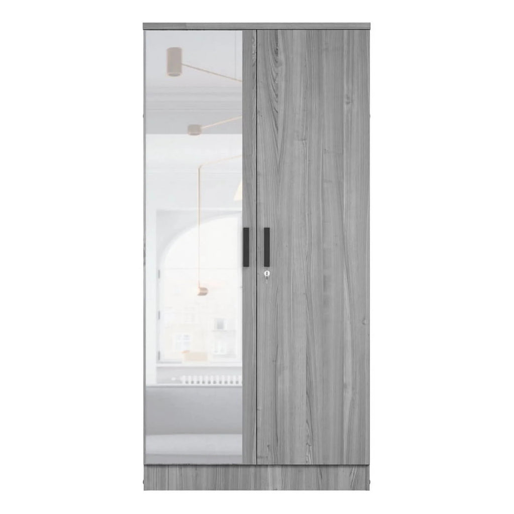 Gray Two Door Armoire Wardrobe with Mirror B9863