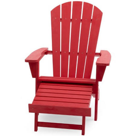 White Oversized Adirondack Chair with Pullout Ottoman N813