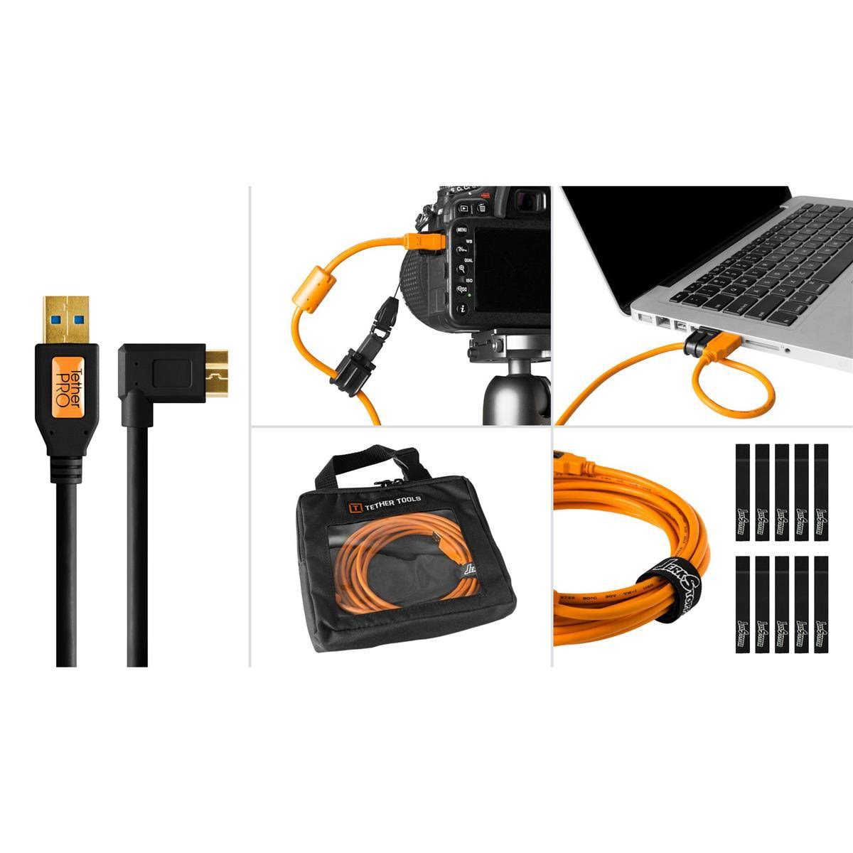 Black USB 3.0 Micro-B Cable Starter Tethering Kit J5675
