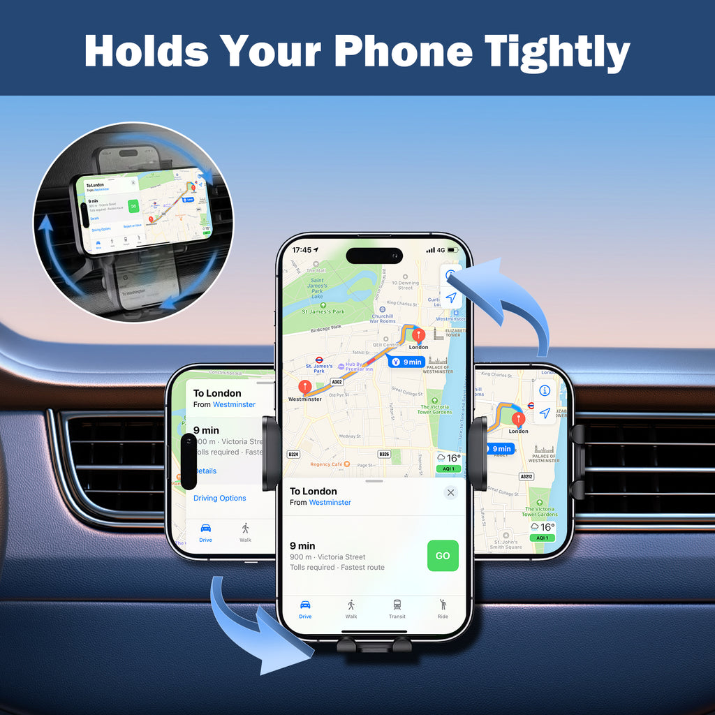 Black 3-in-1 Car Phone Holder Wireless Charger P5128