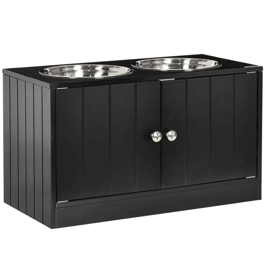 Large Elevated Dog Bowls with Storage Cabinet L577