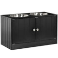 Large Elevated Dog Bowls with Storage Cabinet L577