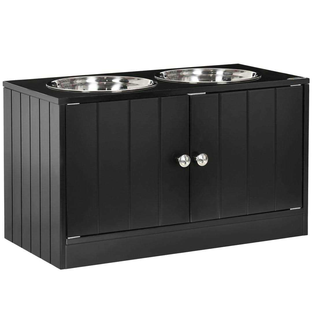 Large Elevated Dog Bowls with Storage Cabinet L577