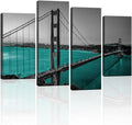 Black White Teal Golden Gate Bridge Canvas Wall Art V654