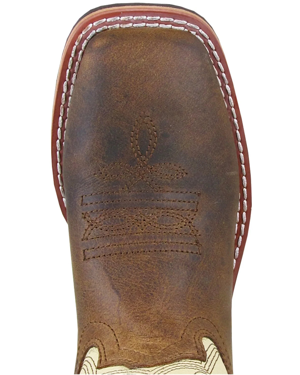 Cream/Brown Boys' Western Boot Broad Square Toe 13.5 D(M) H25732