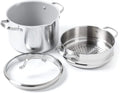8QT Stainless Steel Nonstick Stock Pot with Strainer Lid and Steamer D781112
