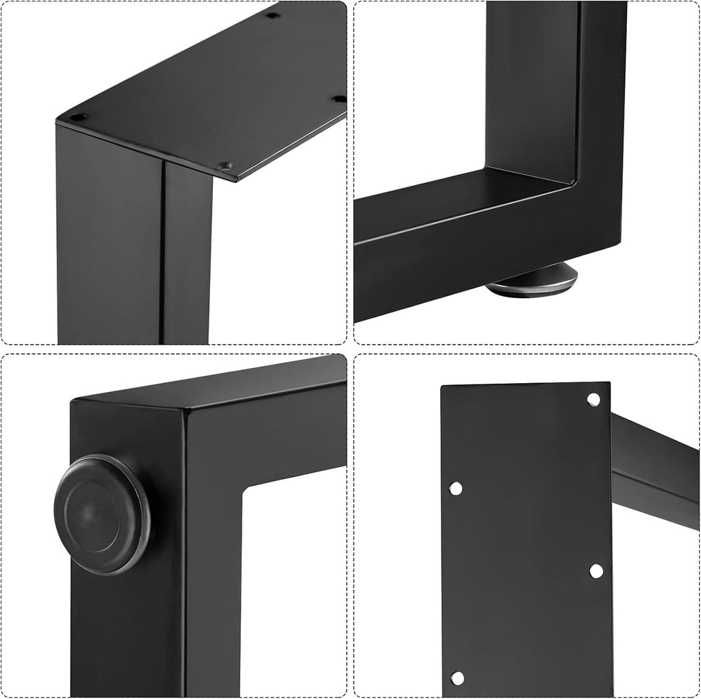 Metal Table Legs Set of 2 Black Matte 28" Height 18" Wide I311338