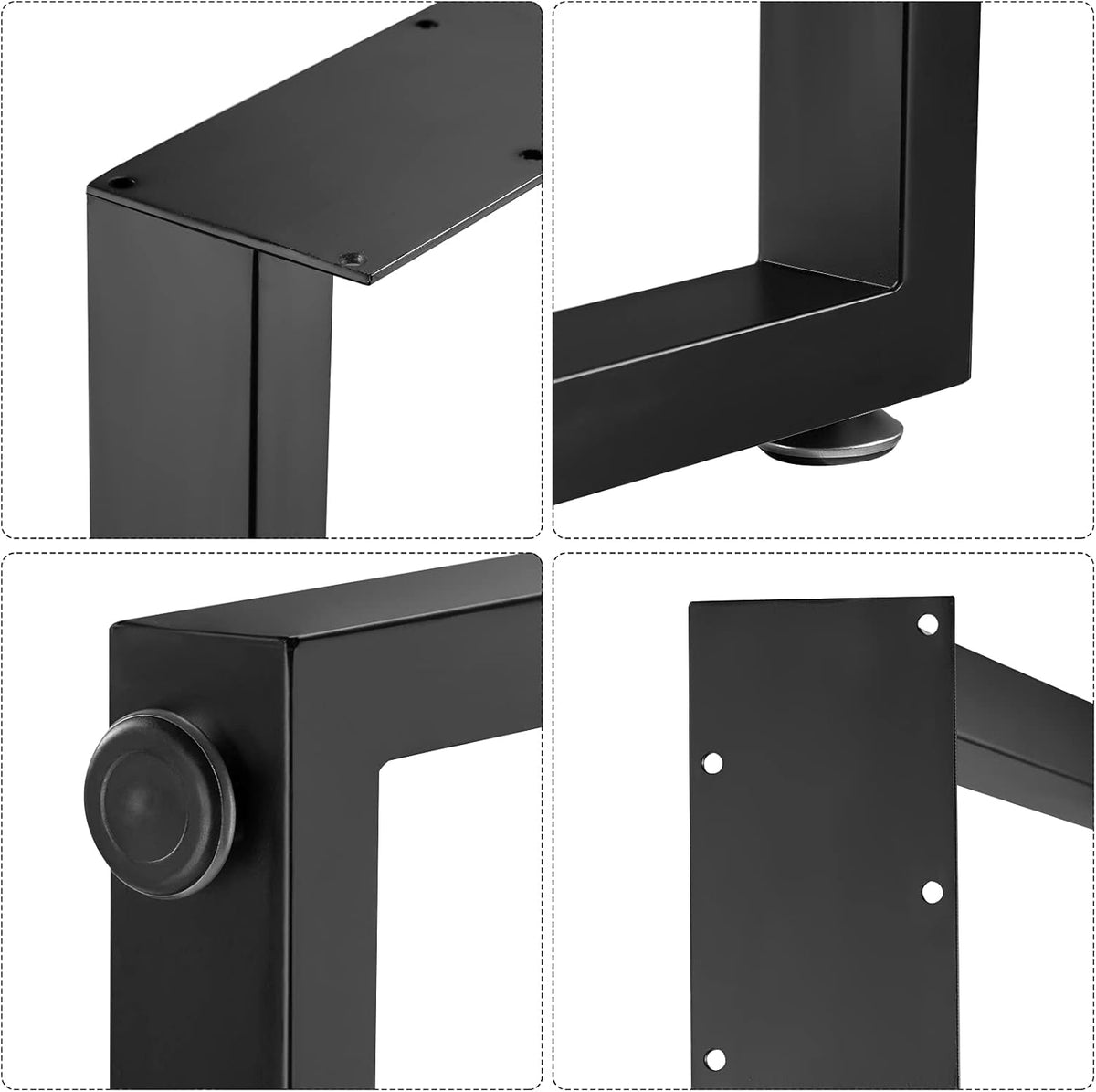 Metal Table Legs Set of 2 Black Matte 28" Height 18" Wide I311338