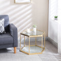 Glass Coffee Table with Gold Stainless Steel Frame O8436