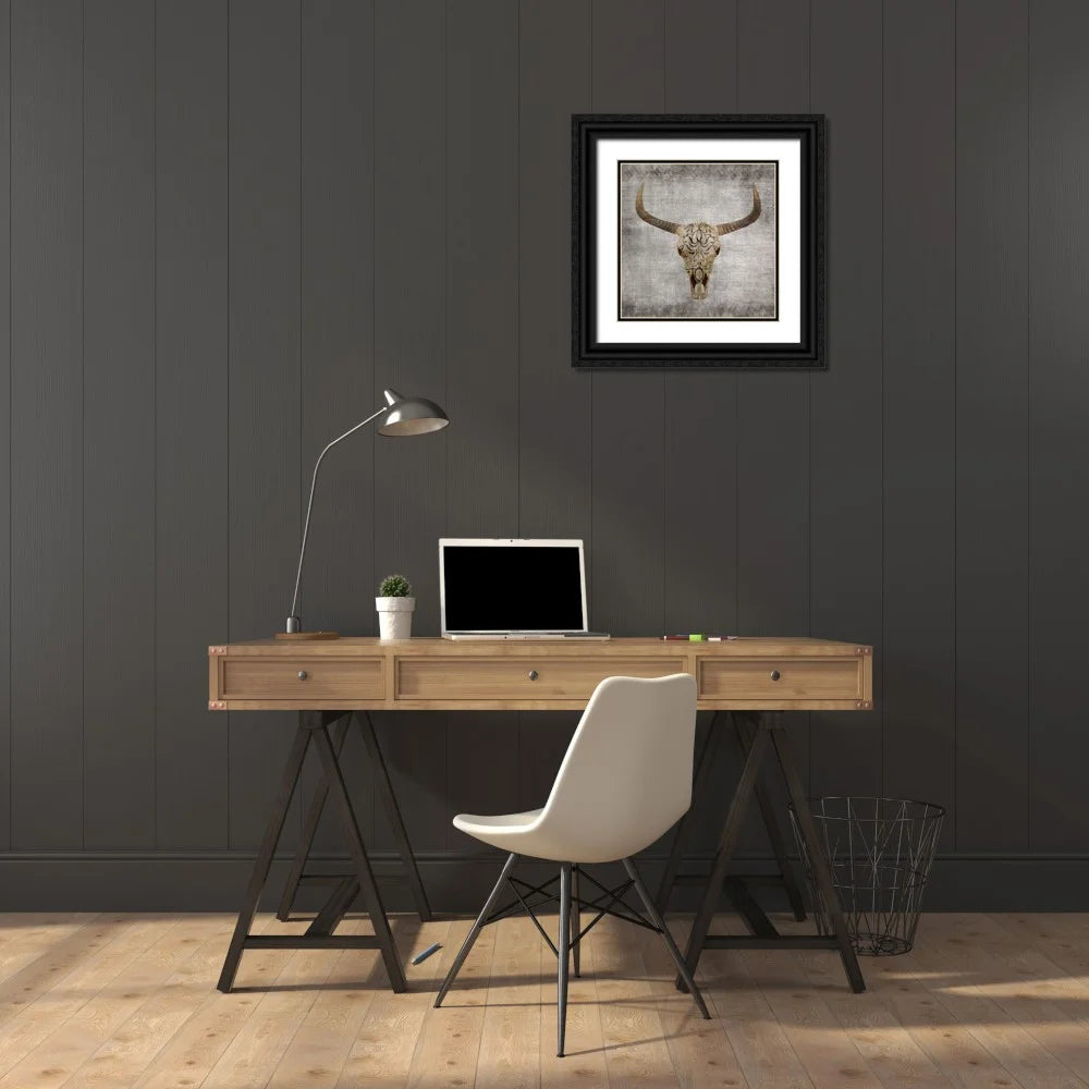 Black Ornate Wood Framed Art Print D8058
