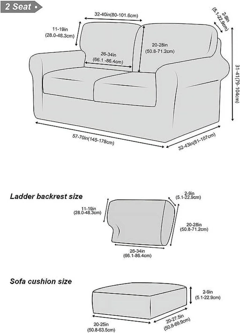 5 Pieces Stretch Sofa Slipcover with Individual Backrest and Cushion Covers (Light Grey, 2 Seat) E194488