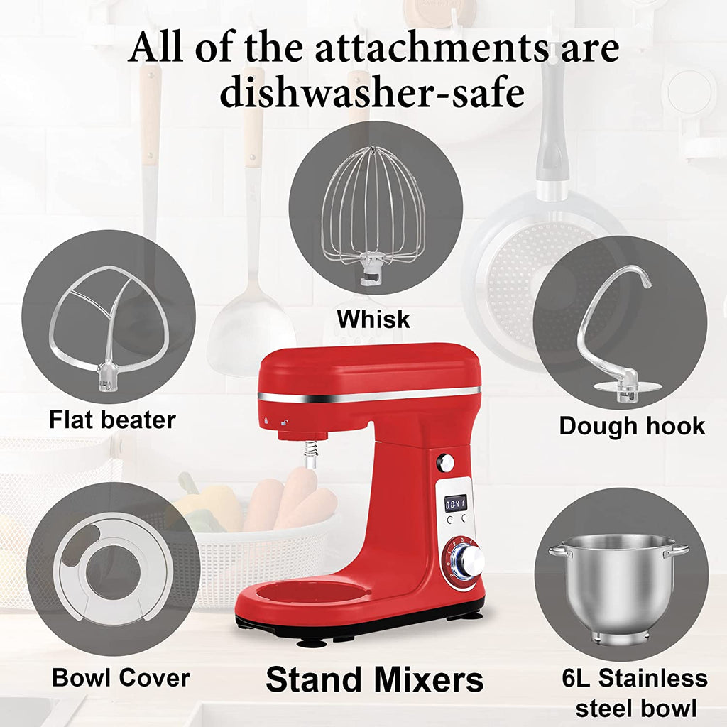 6.5-QT Red Electric Stand Mixer with Stainless Steel Bowl Z7586