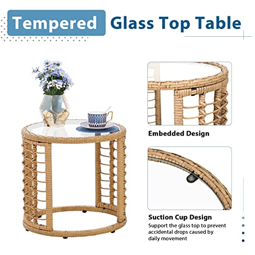 3 Piece Wicker Patio Bistro Set with Glass Top Table K53996