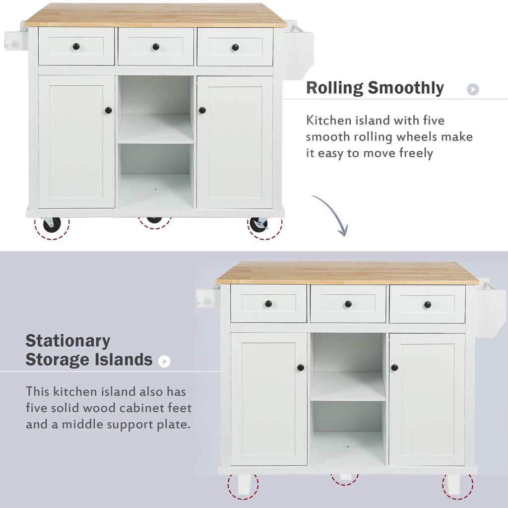 White Kitchen Island with Storage P3349