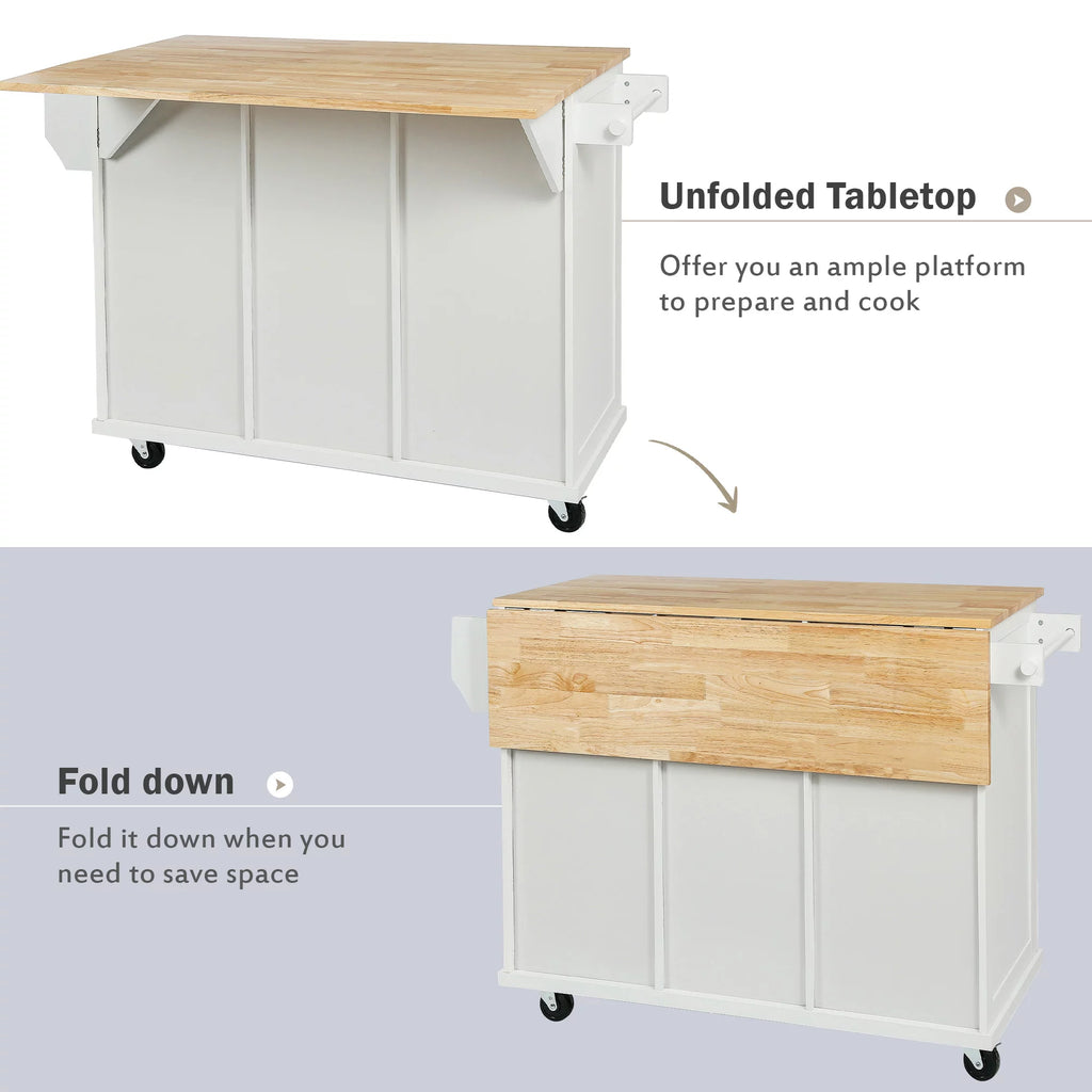 White Kitchen Island with Storage P3349