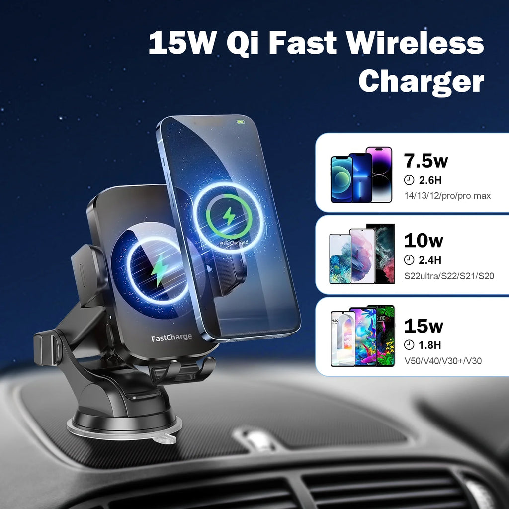 Black 3-in-1 Car Phone Holder Wireless Charger P5128