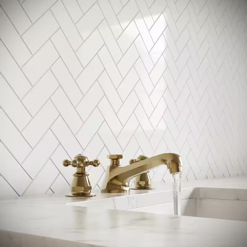 Widespread Deck Mount Lavatory Faucet with Pop-Up Drain in Satin Gold M7963