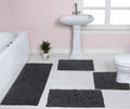 100% Cotton Non-Slip Bathroom Rug Set, 4 Piece Bath Mat Set with Contour Grey G871065