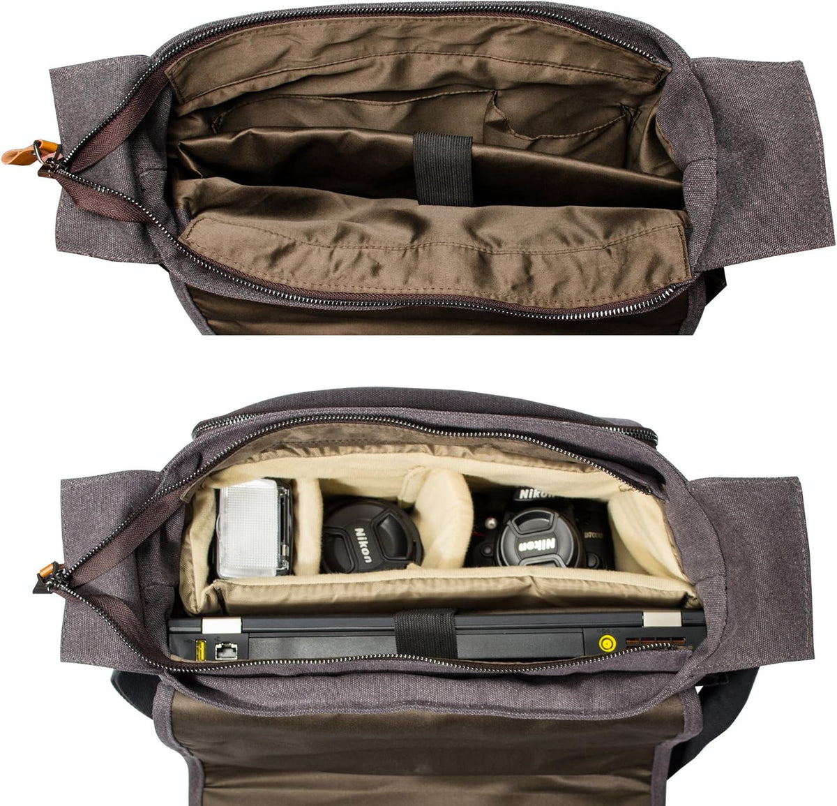 Camera Messenger Bag for DSLR Cameras Laptop 15.6inch Shoulder Bag with Camera Insert Sleeve F98074