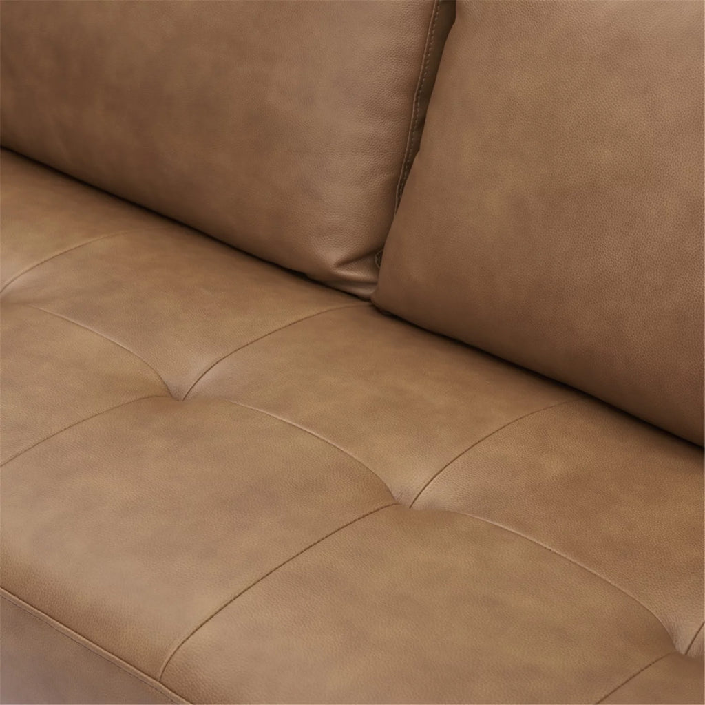 Tan Top Grain Genuine Leather Mid-Century Sofa Set of 3 U736400