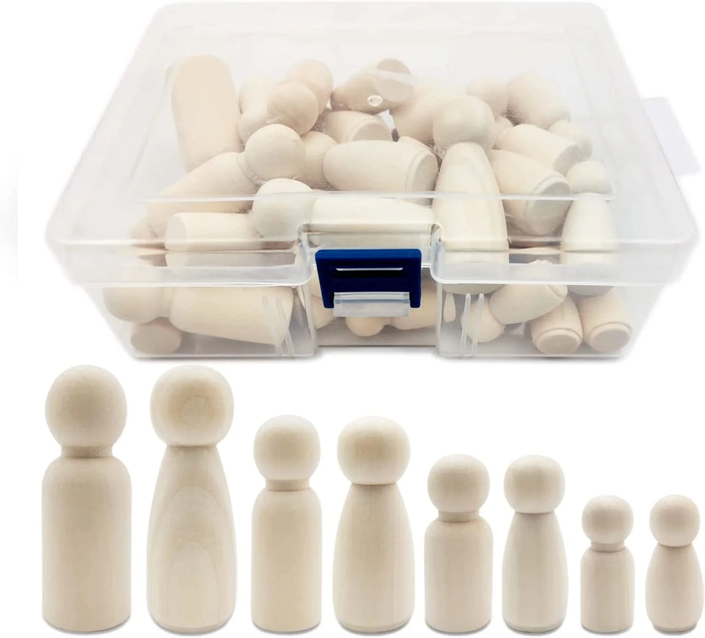 50Pcs Wooden Peg Dolls 35-65mm DIY Arts Crafts Q9366