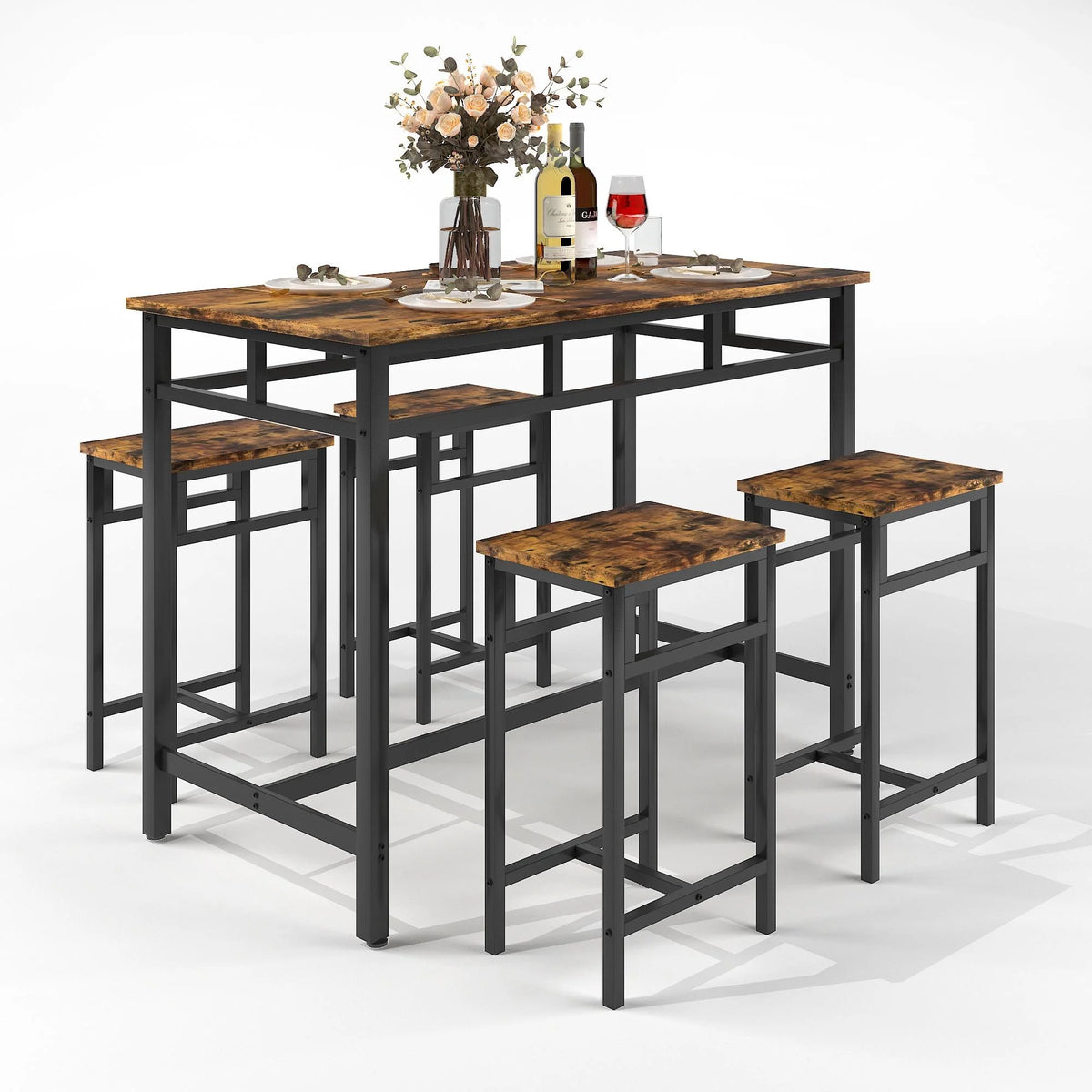 5-Piece Counter Height Pub Dining Set with Foot Support H773245