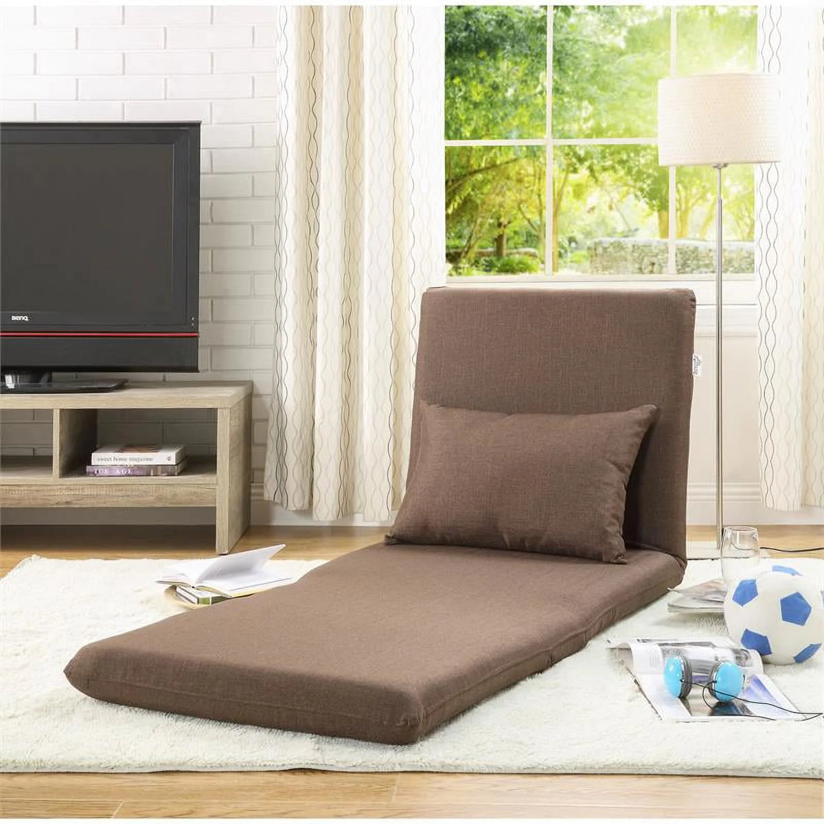 Brown Linen Floor Chair Q715323
