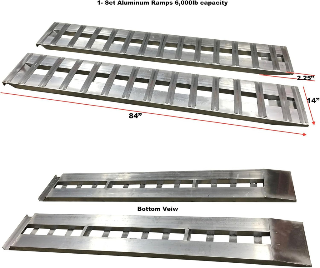 Aluminum Trailer Ramps 1 Pair 6000lb Capacity 14 Wide x 84 Long E310007