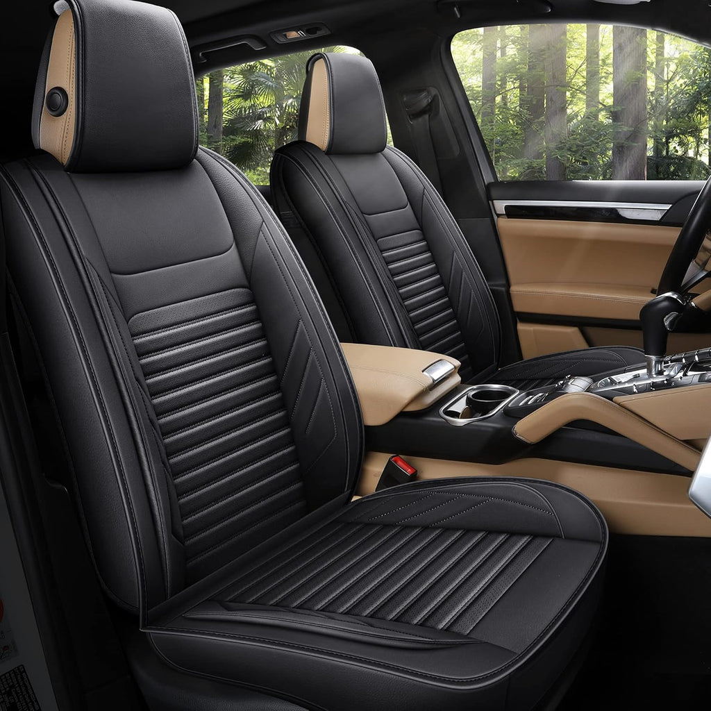 Beige Leatherette Car Seat Covers, Front Pair H185