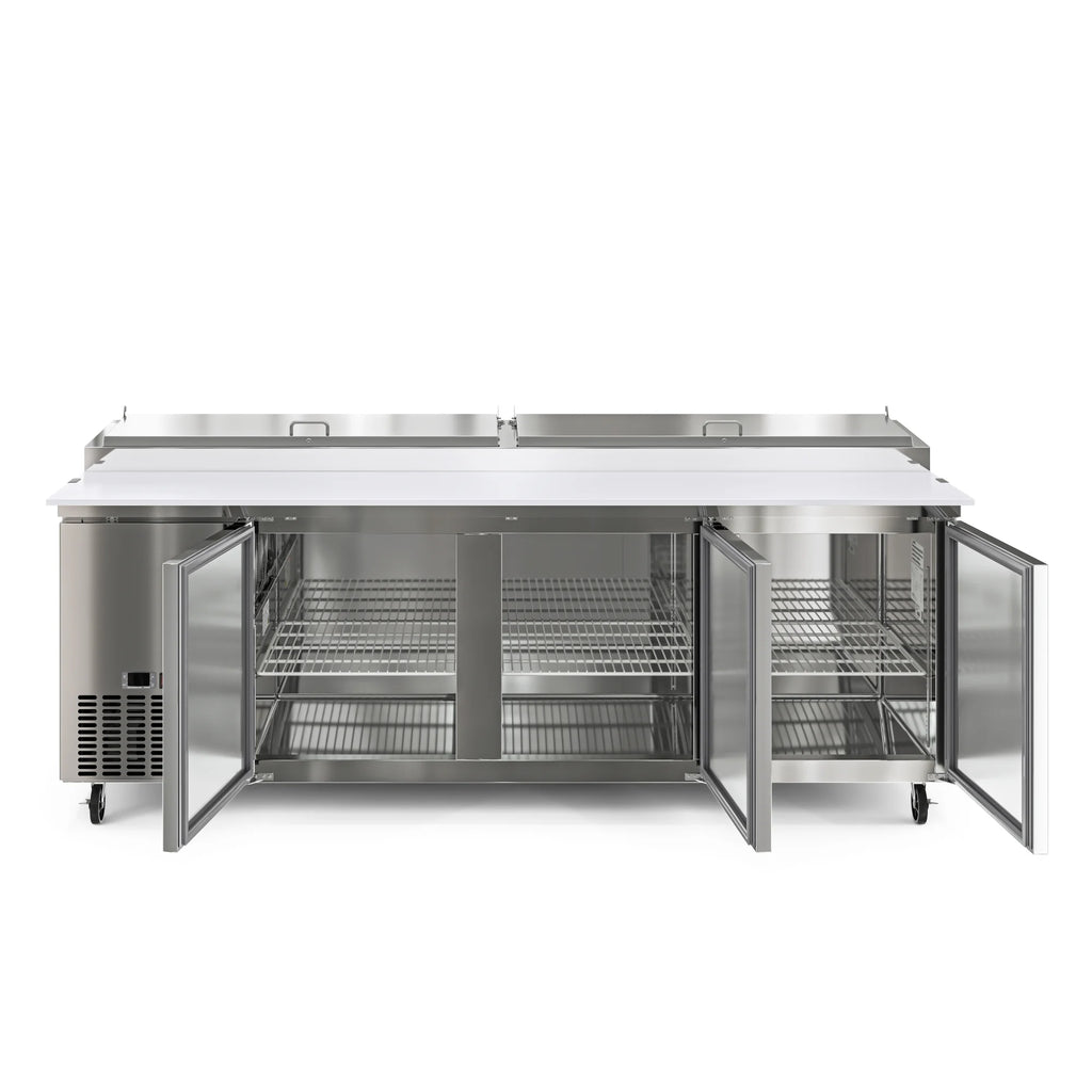 92 In. Three Door Stainless-Steel Pizza Prep Refrigerator S6703