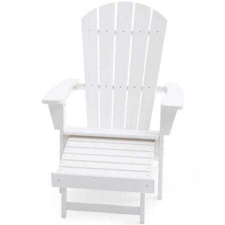 White Oversized Adirondack Chair with Pullout Ottoman N813