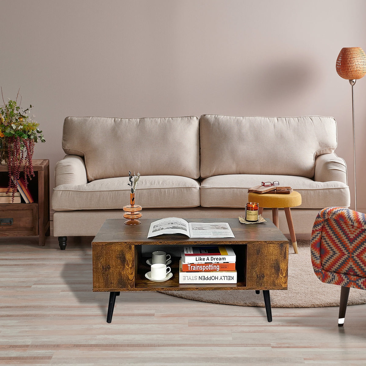 Rectangle Wooden Coffee Table with Open Storage F714777