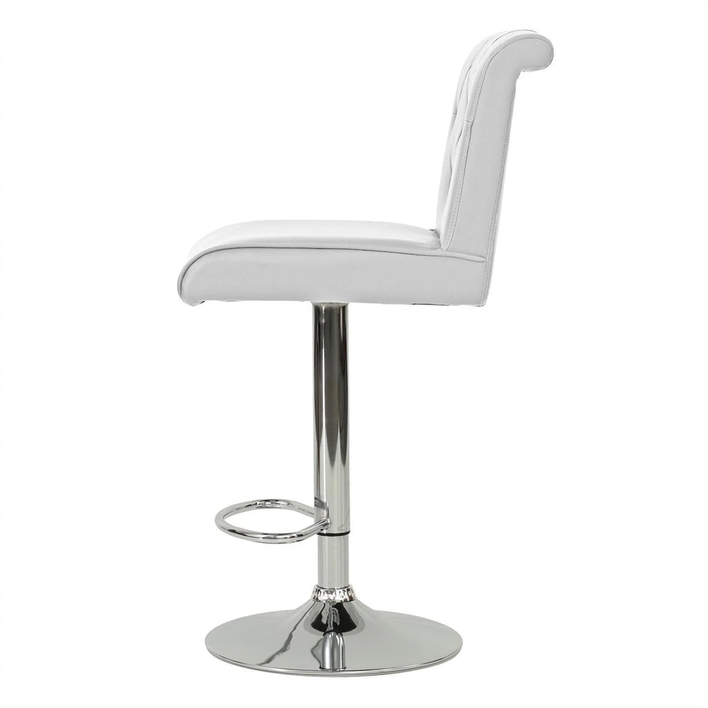 White Faux Leather Adjustable Height Swivel Barstool Set of 2 R93590