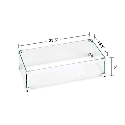 Tempered Glass Flame Guard for Drop-in Fire Pit Pan U17689