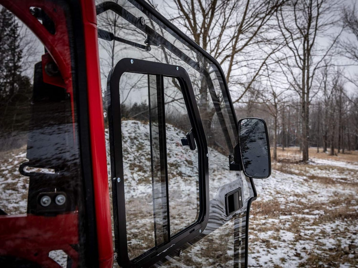 Lightly Tinted Scratch Resistant Polycarbonate Cab Enclosure Doors with Side Mirrors and Sliding Window J6454