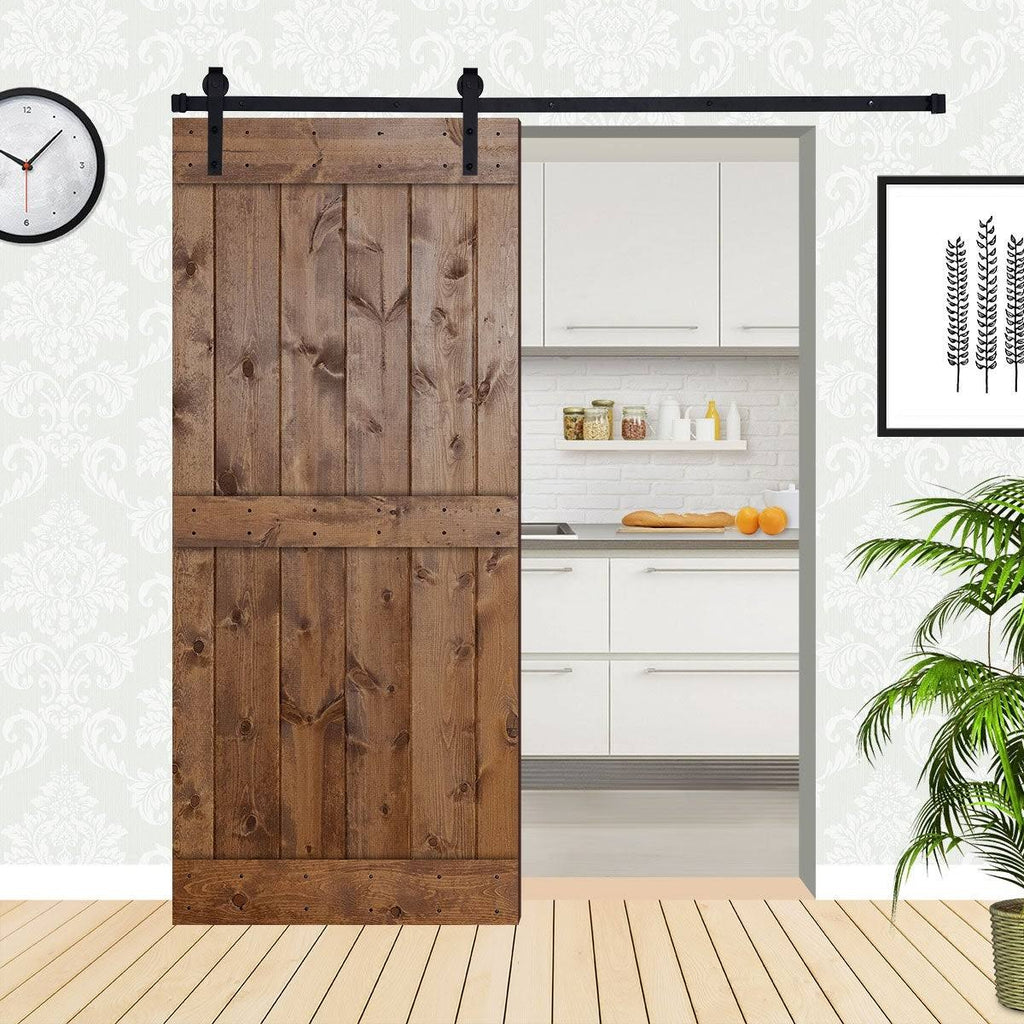 Paneled Wood Barn Door with Installation Hardware Kit E8923