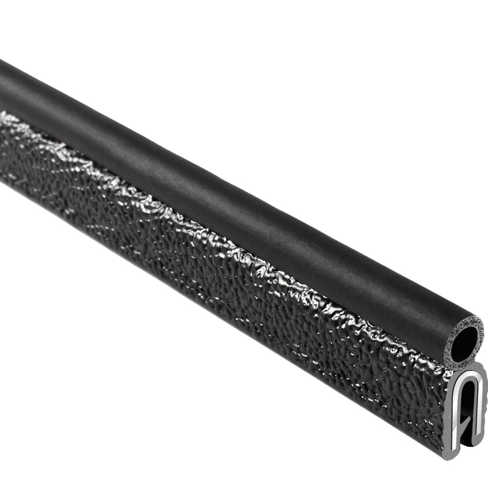 Trim Seal with Top Bulb, 3/16” Edge, 3/4” Bulb Seal Diameter, 25’ Length, PVC Plastic with EPDM Rubber Seal, Pack of 2 R318839