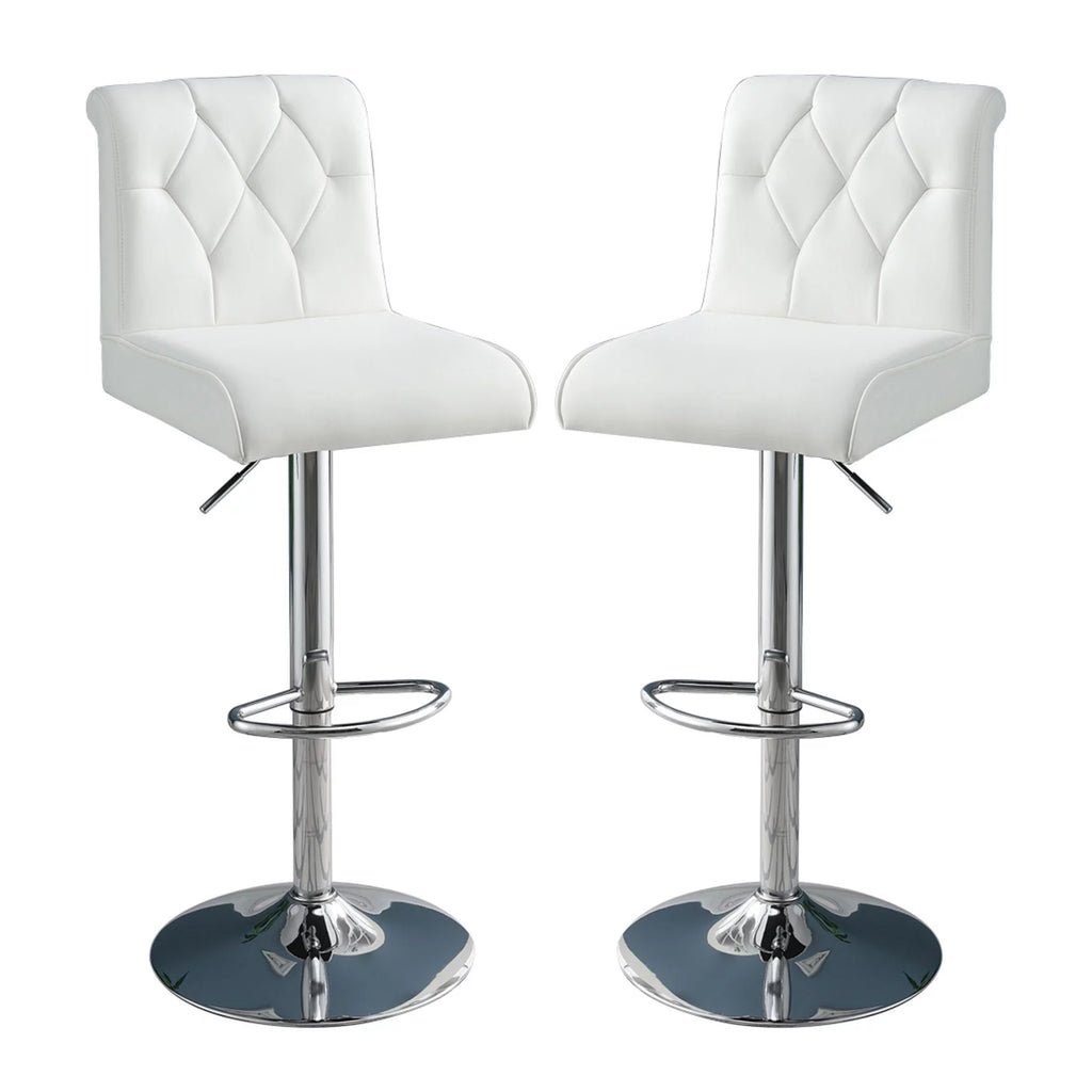 White Faux Leather Adjustable Height Swivel Barstool Set of 2 R93590