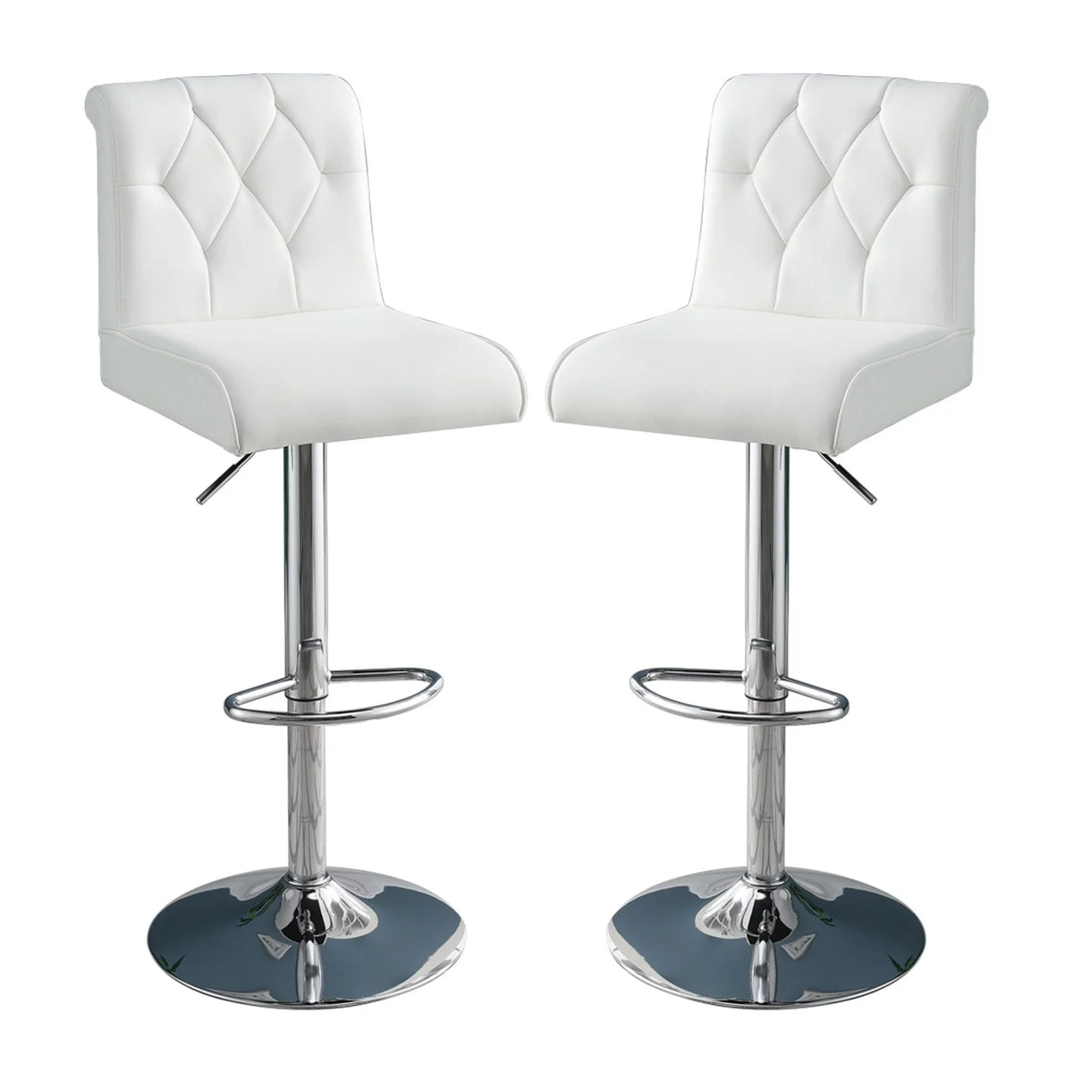 White Faux Leather Adjustable Height Swivel Barstool Set of 2 R93590