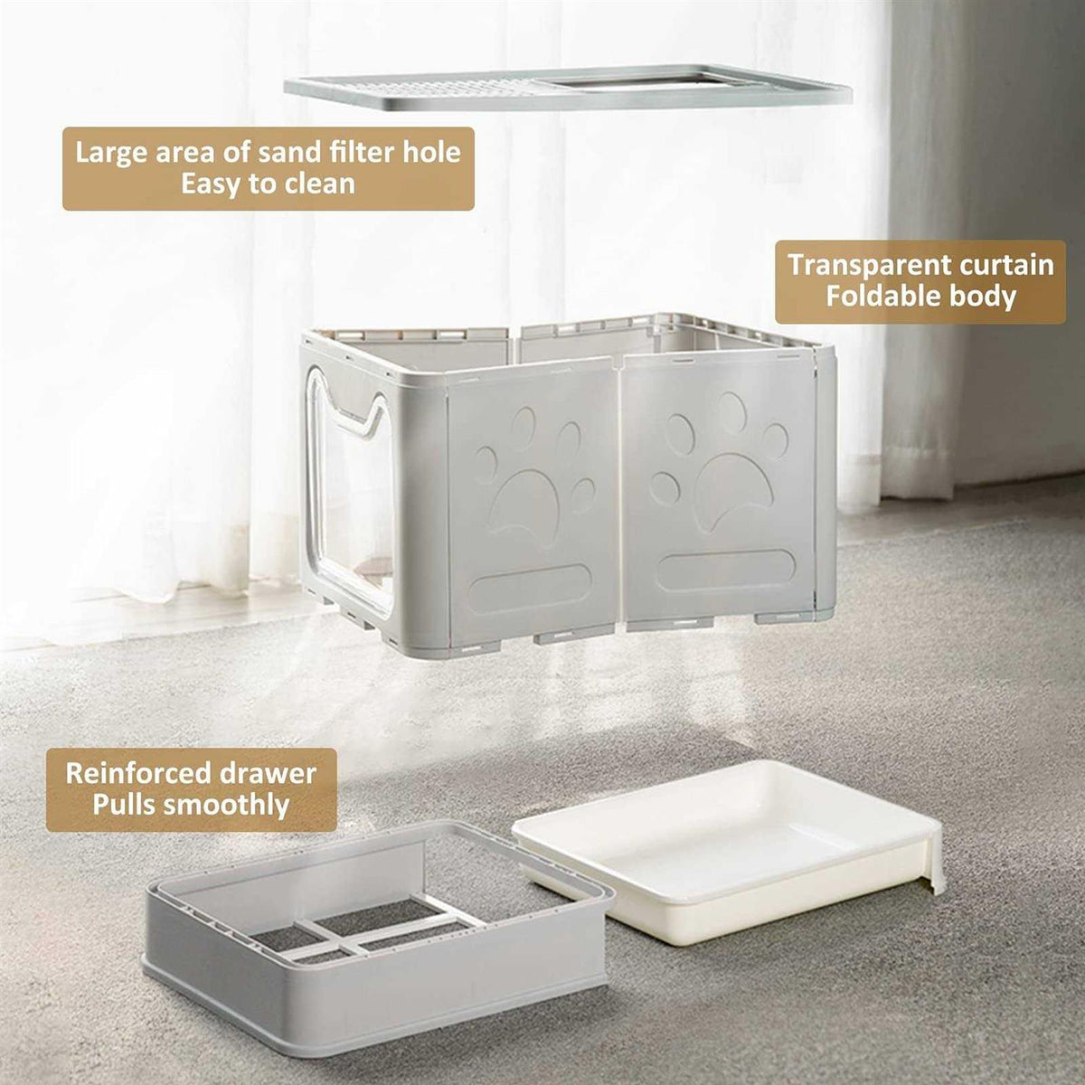 Foldable Cat Litter Box with Lid Y687
