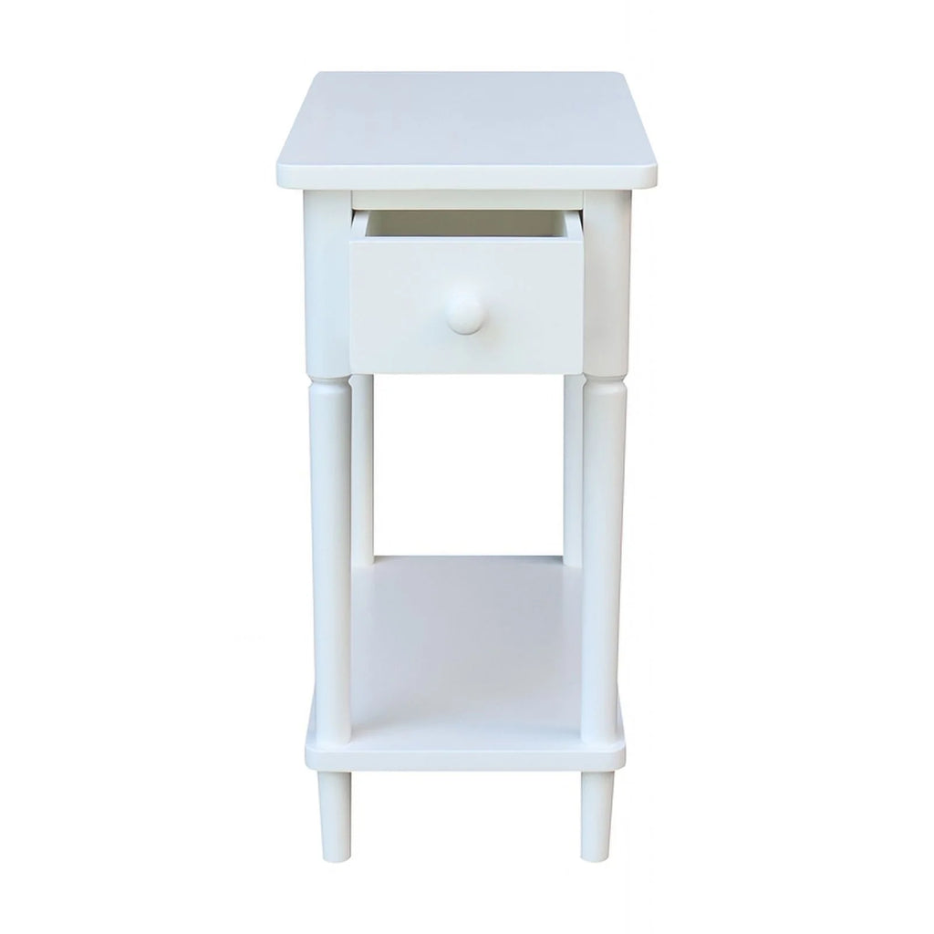 White Narrow Solid Wood Side Table F639364