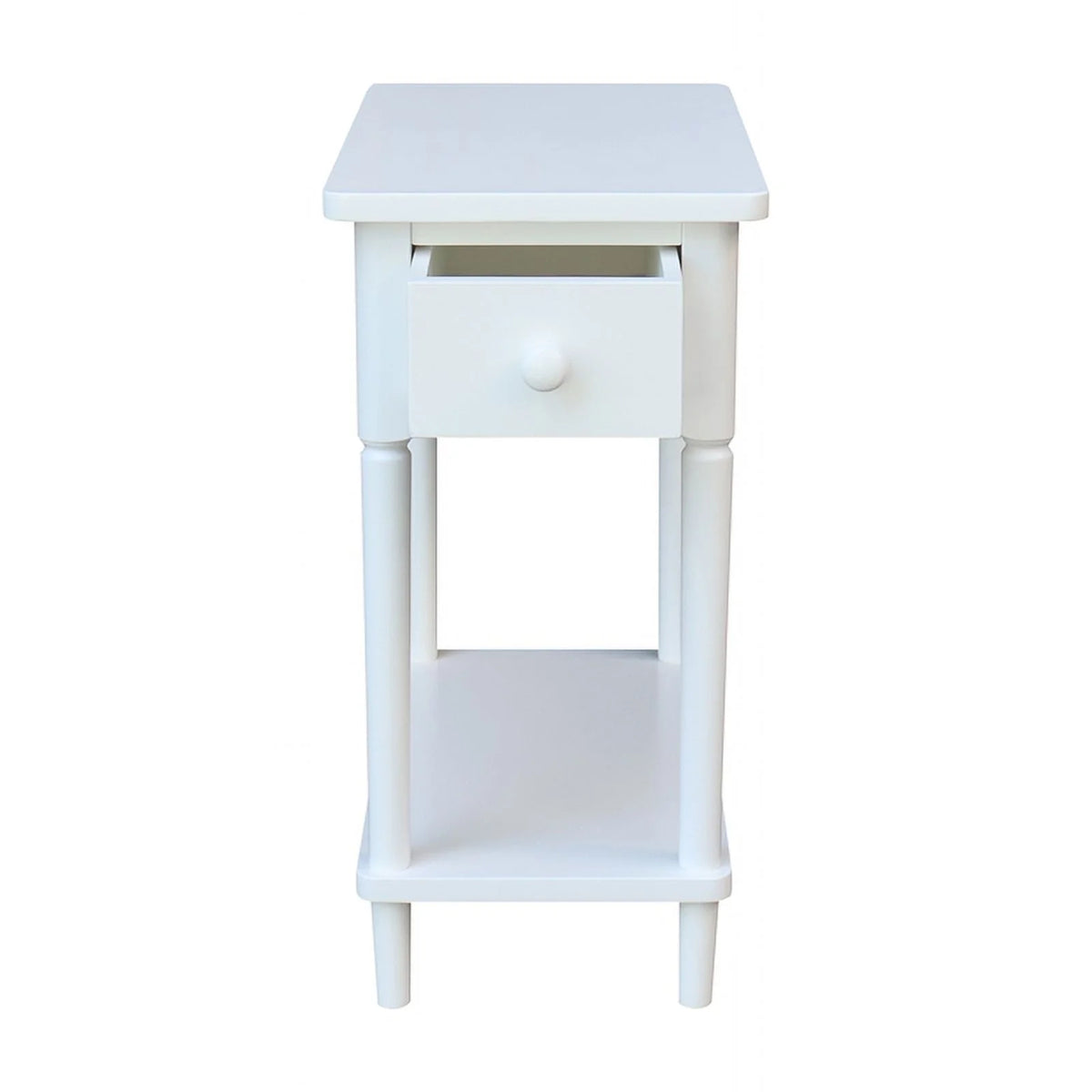 White Narrow Solid Wood Side Table F639364