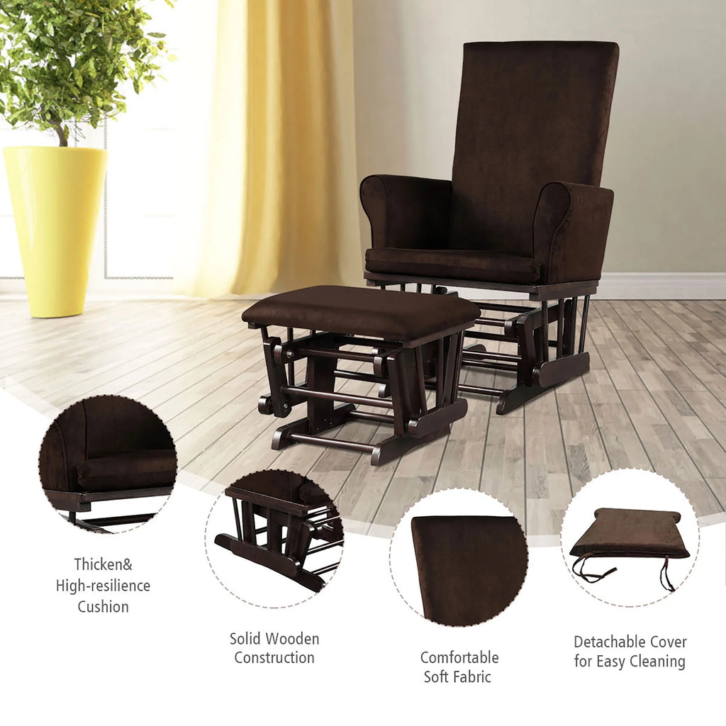 Pink Rocking Chair and Ottoman Set with Cushion F755272