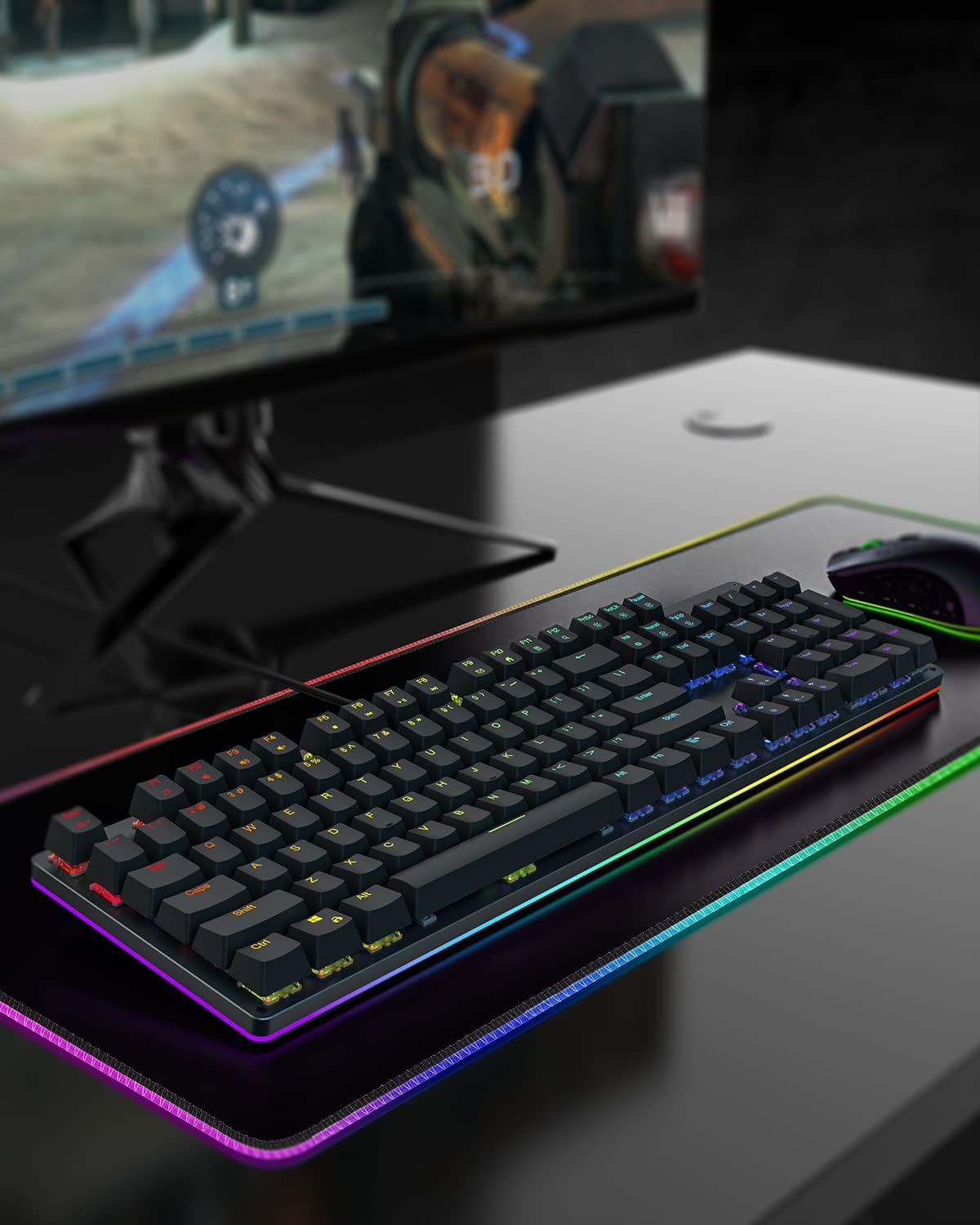 Black Shark RGB Mechanical Gaming Keyboard with Blue Switches, 104 Keys H2191