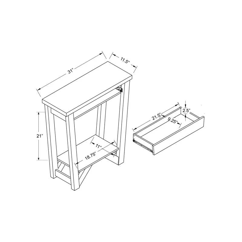 Contemporary Wood 1-Drawer Console Table in Ivory and Light Oak E4886