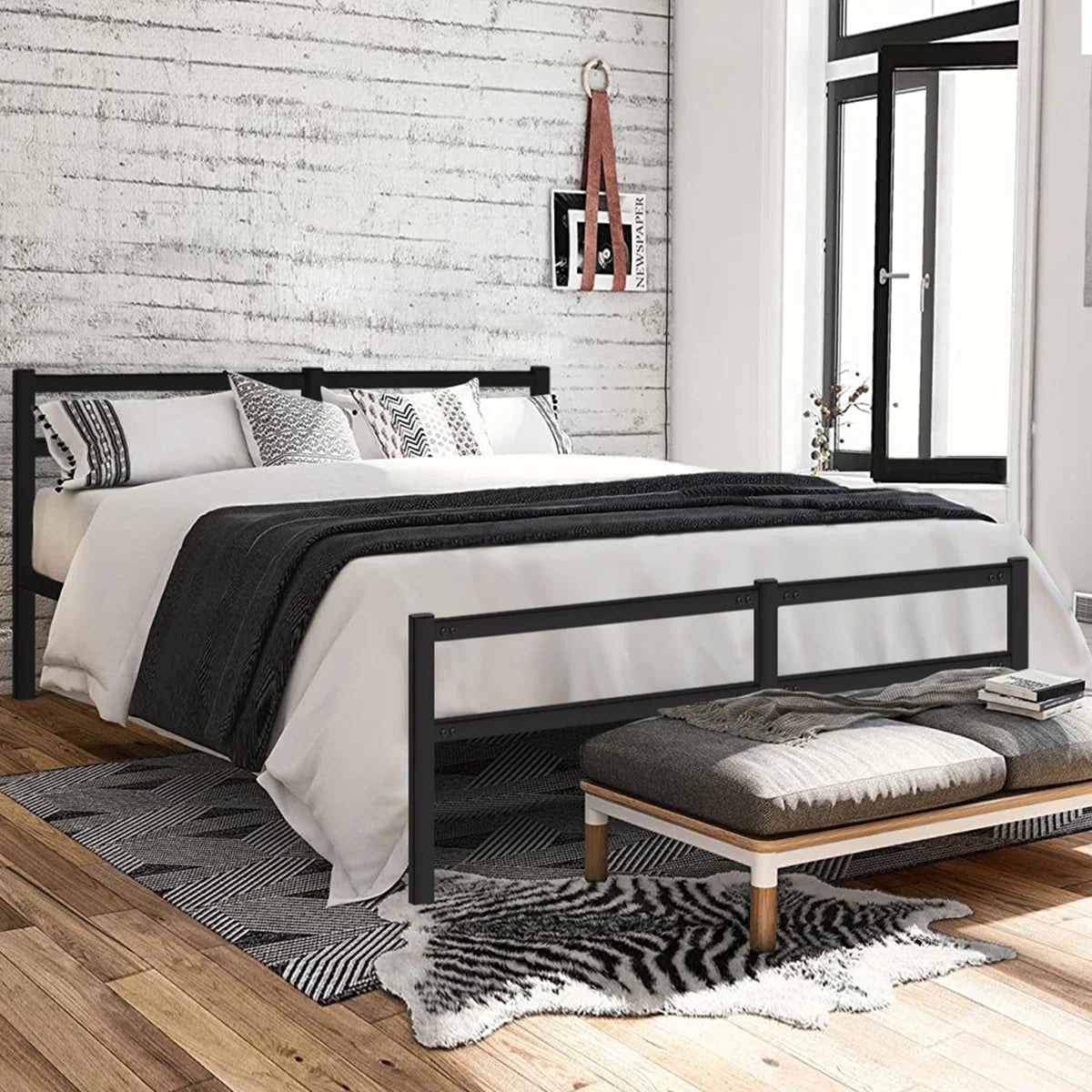 King 14 Inch Metal Bed Frame with Headboard and Footboard H52451