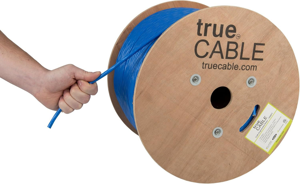 Cat6A Riser 1000ft Black 23AWG 4 Pair Solid Bare Copper 750MHz UTP Bulk Ethernet Cable A9699