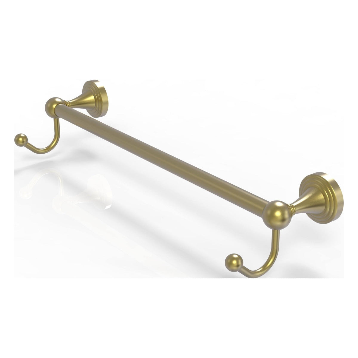 Satin Brass 24 Inch Towel Bar with Integrated Hooks D402