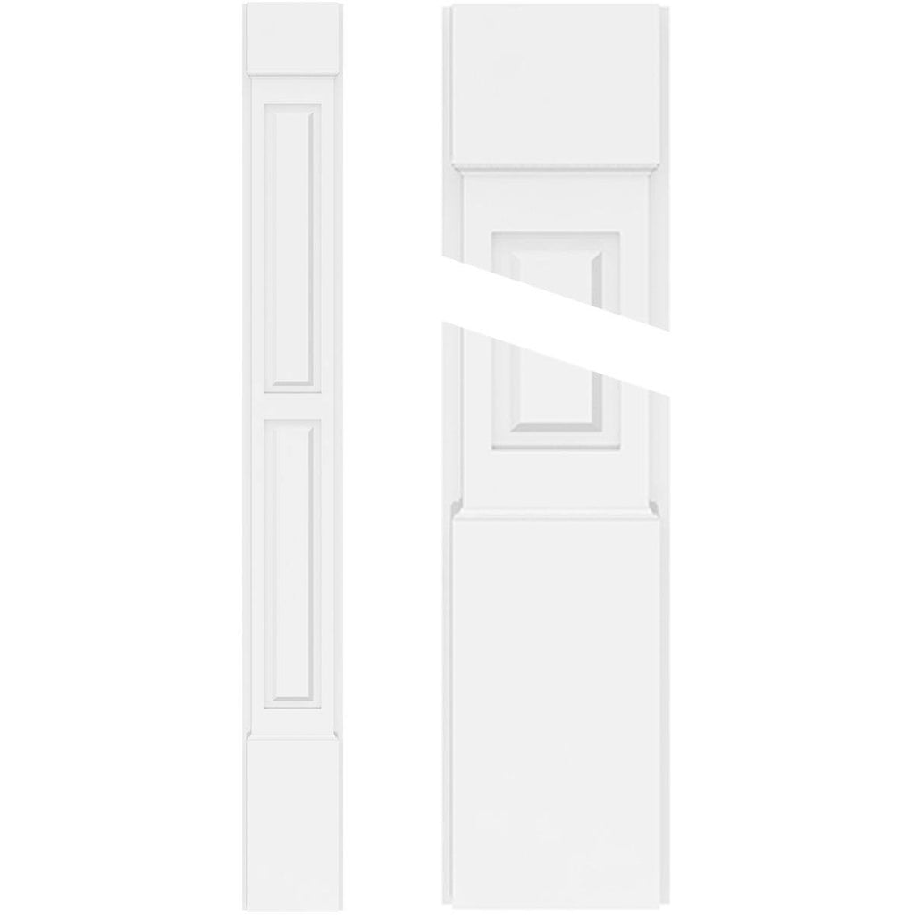 Two Equal Raised Panel PVC Pilaster with Capital and Base (Pair) G452